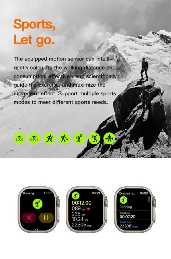 T800 Ultra Smart Watch Water Proof Bluetooth Call Smartwatch Heart Rate Sleep Monitoring