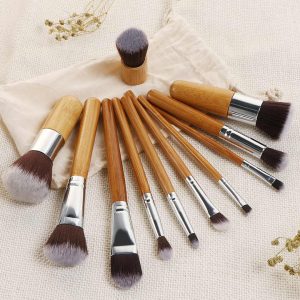 Bamboo Makeup Brush Set Foundation Blending Eyeshadow Blush Makeup Brush 11 Pcs Set