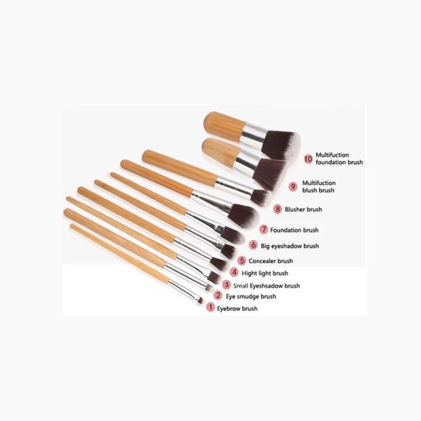 Bamboo Makeup Brush Set Foundation Blending Eyeshadow Blush Makeup Brush 11 Pcs Set