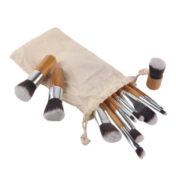 Bamboo Makeup Brush Set Foundation Blending Eyeshadow Blush Makeup Brush 11 Pcs Set