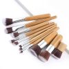 Bamboo Makeup Brush Set Foundation Blending Eyeshadow Blush Makeup Brush 11 Pcs Set