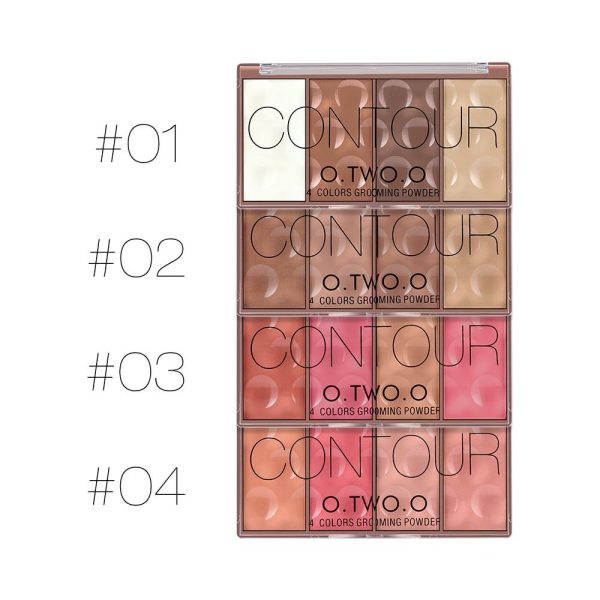 O.TWO.O 4 Color Grooming Contour Blusher Powder Pallet 9110