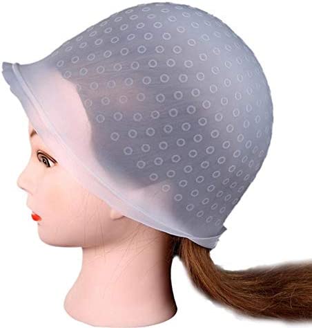 Reusable Silicone Hair Coloring Cap Highlighting Cap Hair Dyeing Cap with Metal Hook