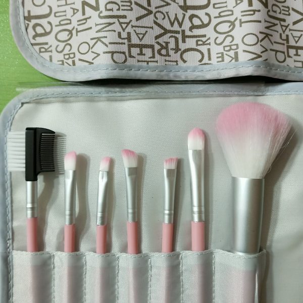 Eye Makeup Brushes 07pcs Set Professional Pink Set Eyeshadow With Grey Case