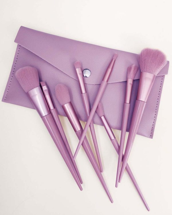 Eye and Face Makeup Brush 08 Pcs Set with Travel Leather Case 799
