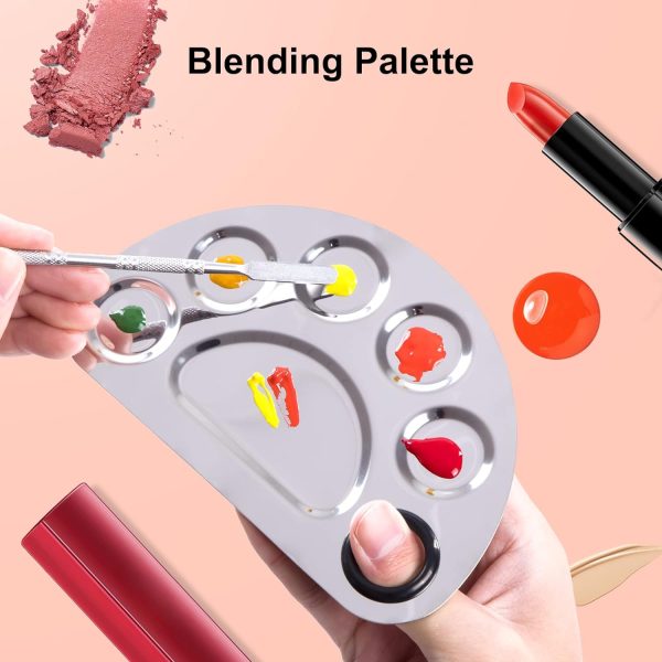 Makeup Mixing Plate 6 Dip Stainless Steel Cosmetic Makeup Plate Spatula Foundation Nail Art 6 Dip Mixing Tool