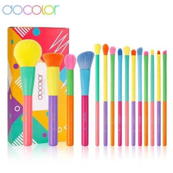 Docolor Makeup Rainbow Brushes Colourful Makeup Brush 15Pcs Set. o.two. officiacl.pk